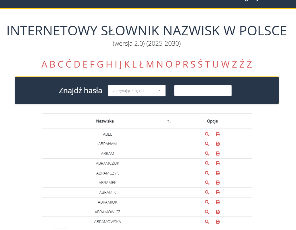 28.10.2026 <br /> <br /> Cyfrowe słowniki nazwisk jako modele wiedzy – na przykładzie 